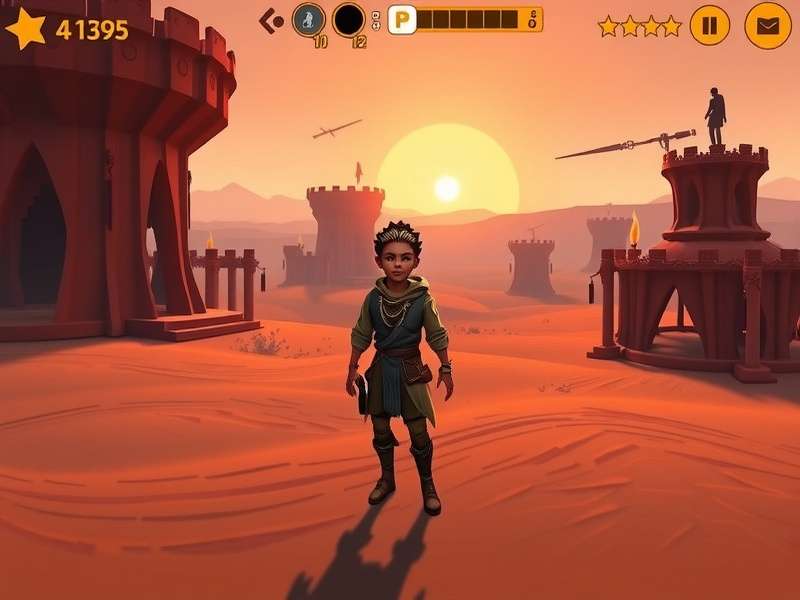 Sandy Pioneer gameplay screenshot showing desert adventure